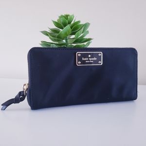 Kate Spade Wilson Road Neda Black Nylon Zip Around Wallet